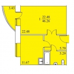 Планировка 1-комнатной квартиры в ЖК на Энергостроителей, 6а